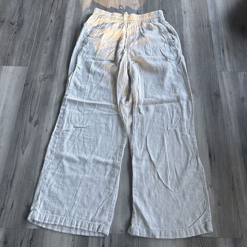 Old Navy Linen Beige Wide Leg Elastic waist Pull On Comfort Pants Size xS